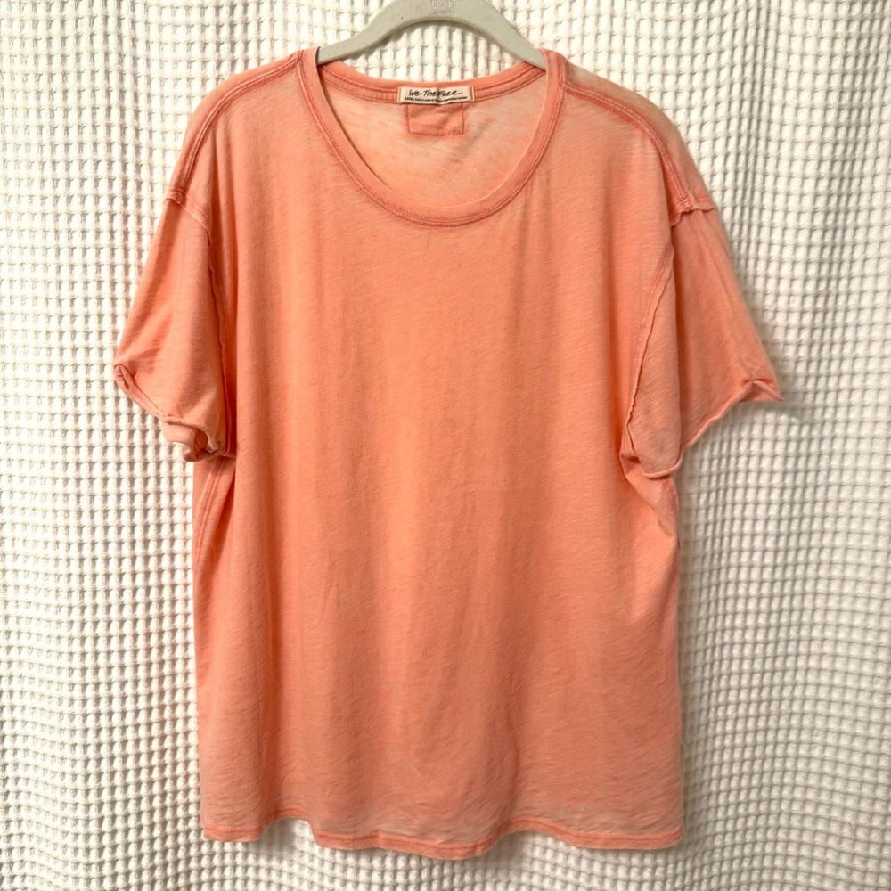 Free People | We the Free | Peach Orange Crew Neck Short Sleeve Tee Shirt | XS